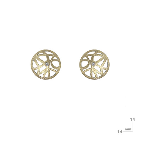 Pendientes de plata, oro y brillante