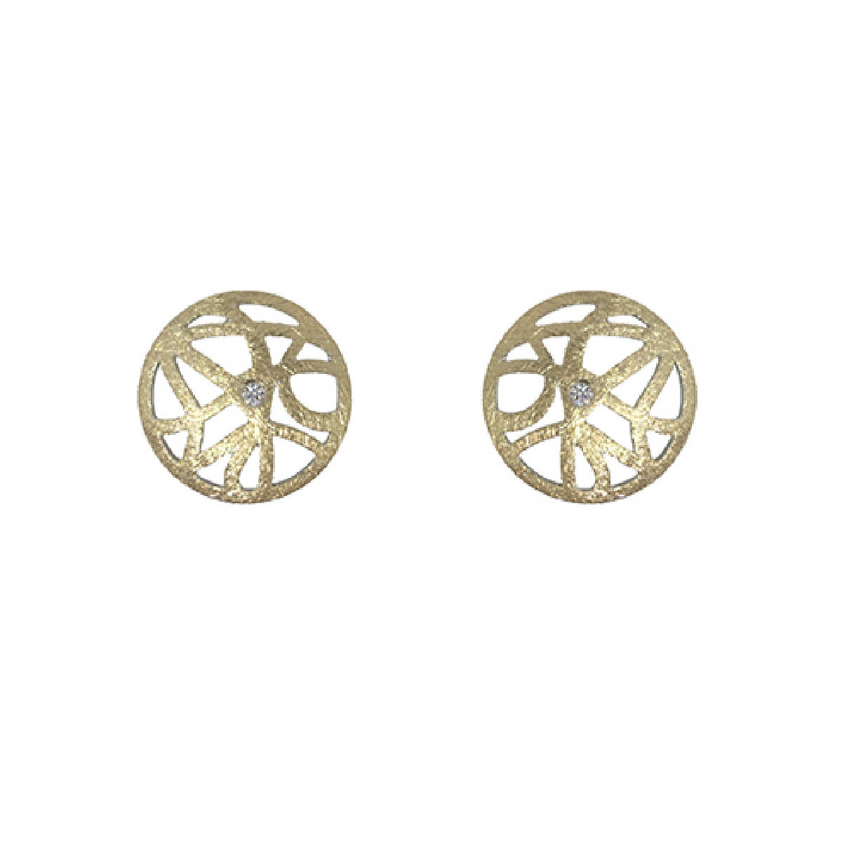Pendientes de plata, oro y brillante