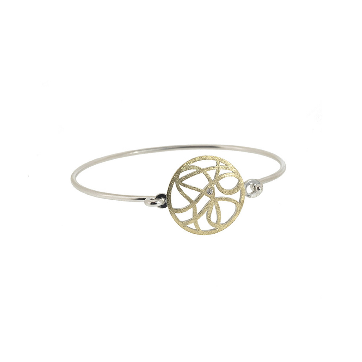 Pulsera de plata, oro y brillante