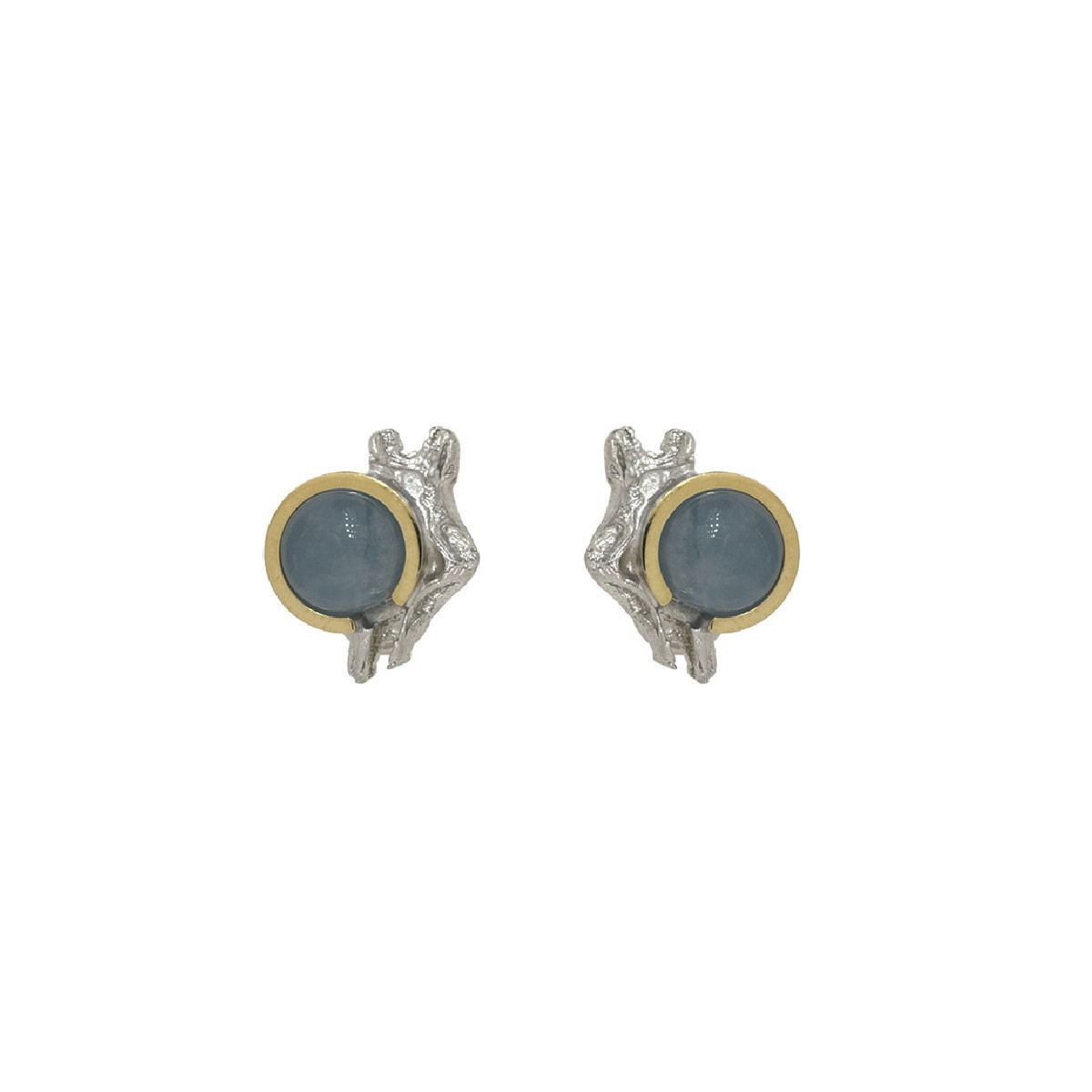 Pendientes de plata, oro y aguamarina