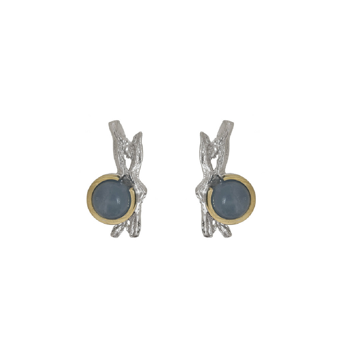 Pendientes de plata, oro y aguamarina