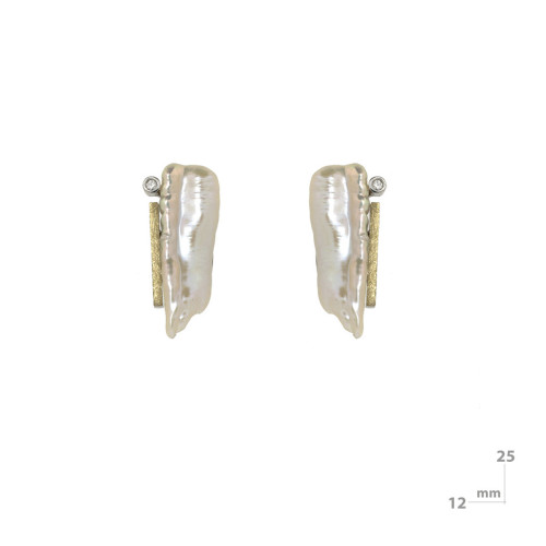 Arrecades de plata, or, perla barroca i brillant