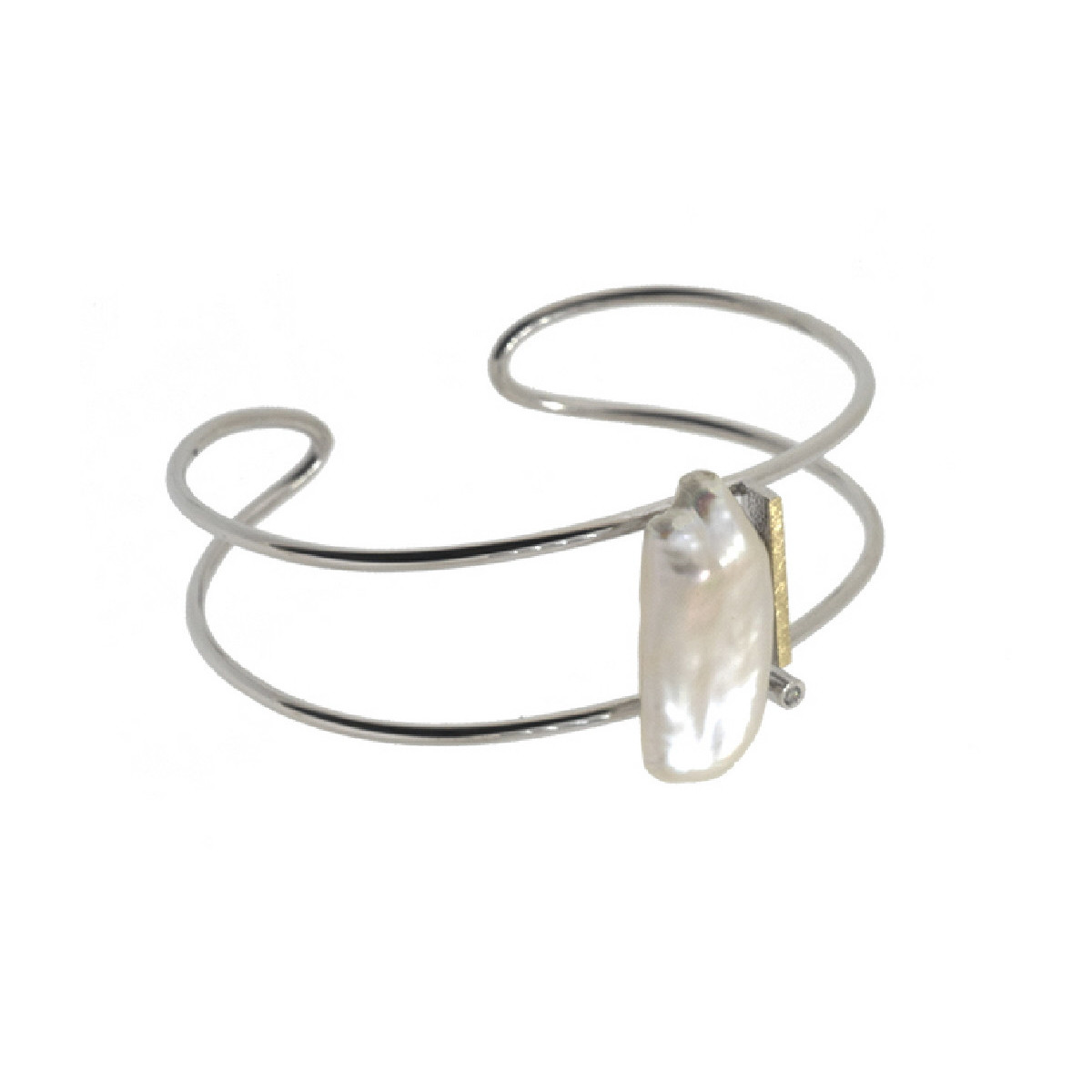 Esclava de plata, oro, perla barroca y brillante