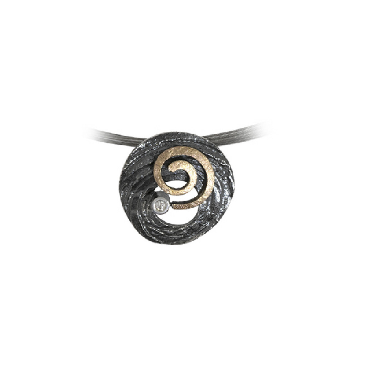 Colgante de plata, oro y brillante