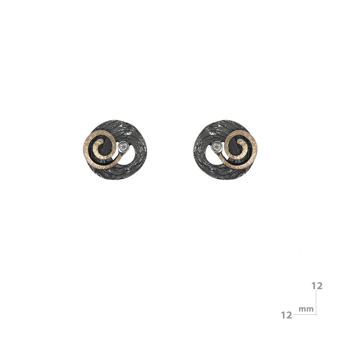 Pendientes de plata, oro y brillante