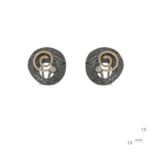 Pendientes de plata, oro y brillante