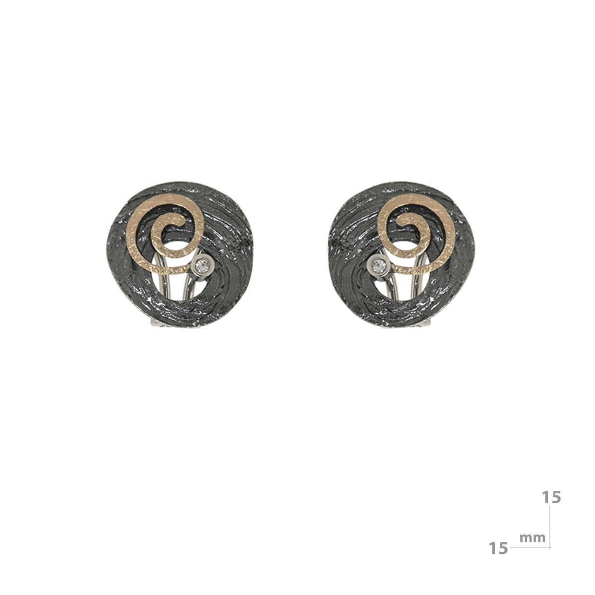 Pendientes de plata, oro y brillante