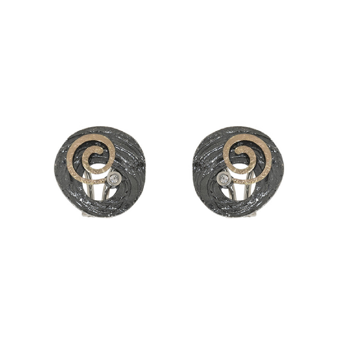 Pendientes de plata, oro y brillante