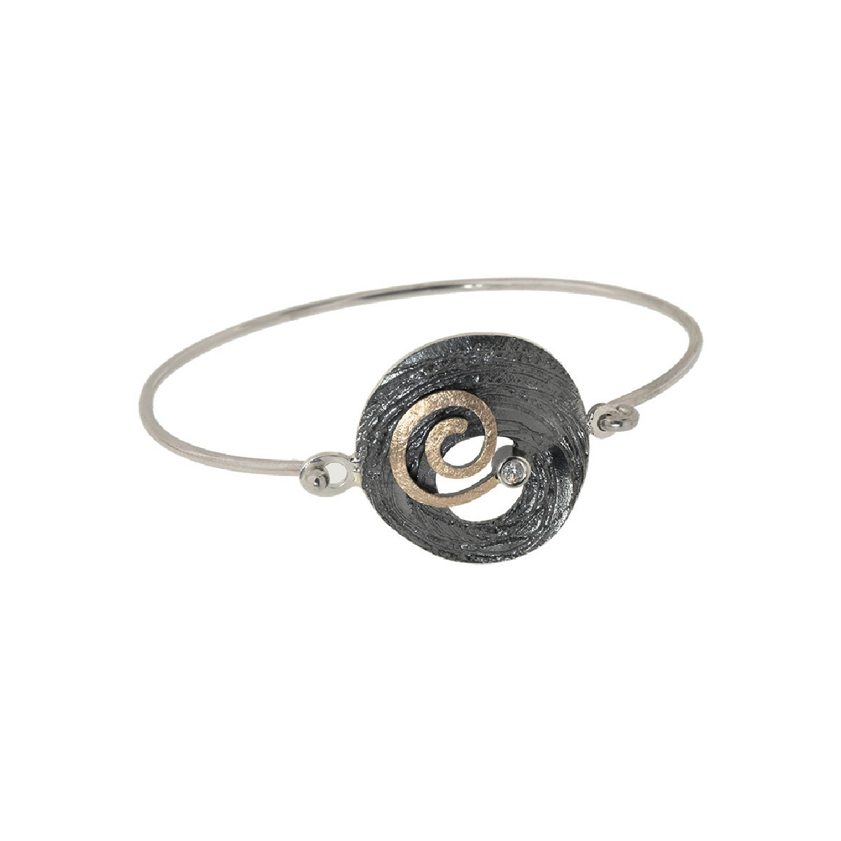 Pulsera de plata, oro y brillante