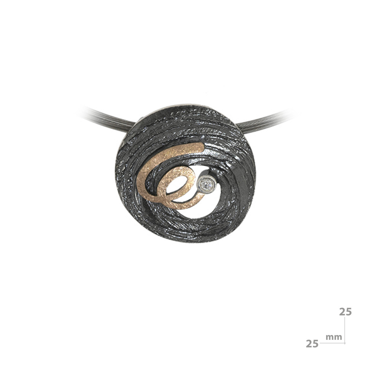 Silver, gold and brilliant pendant