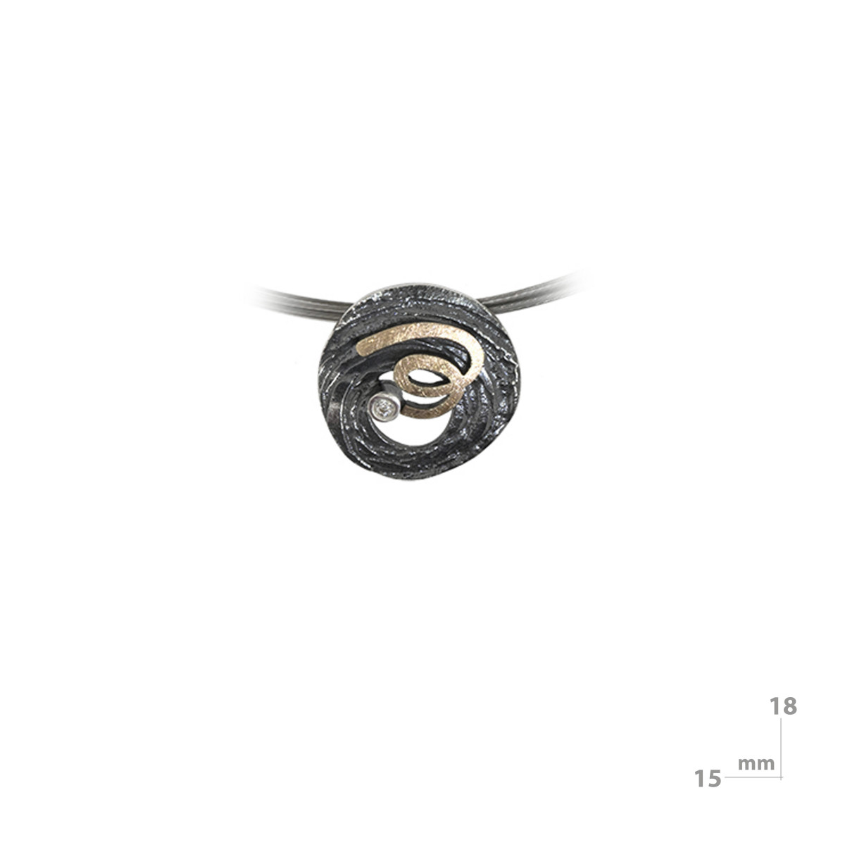 Silver, gold and brilliant pendant