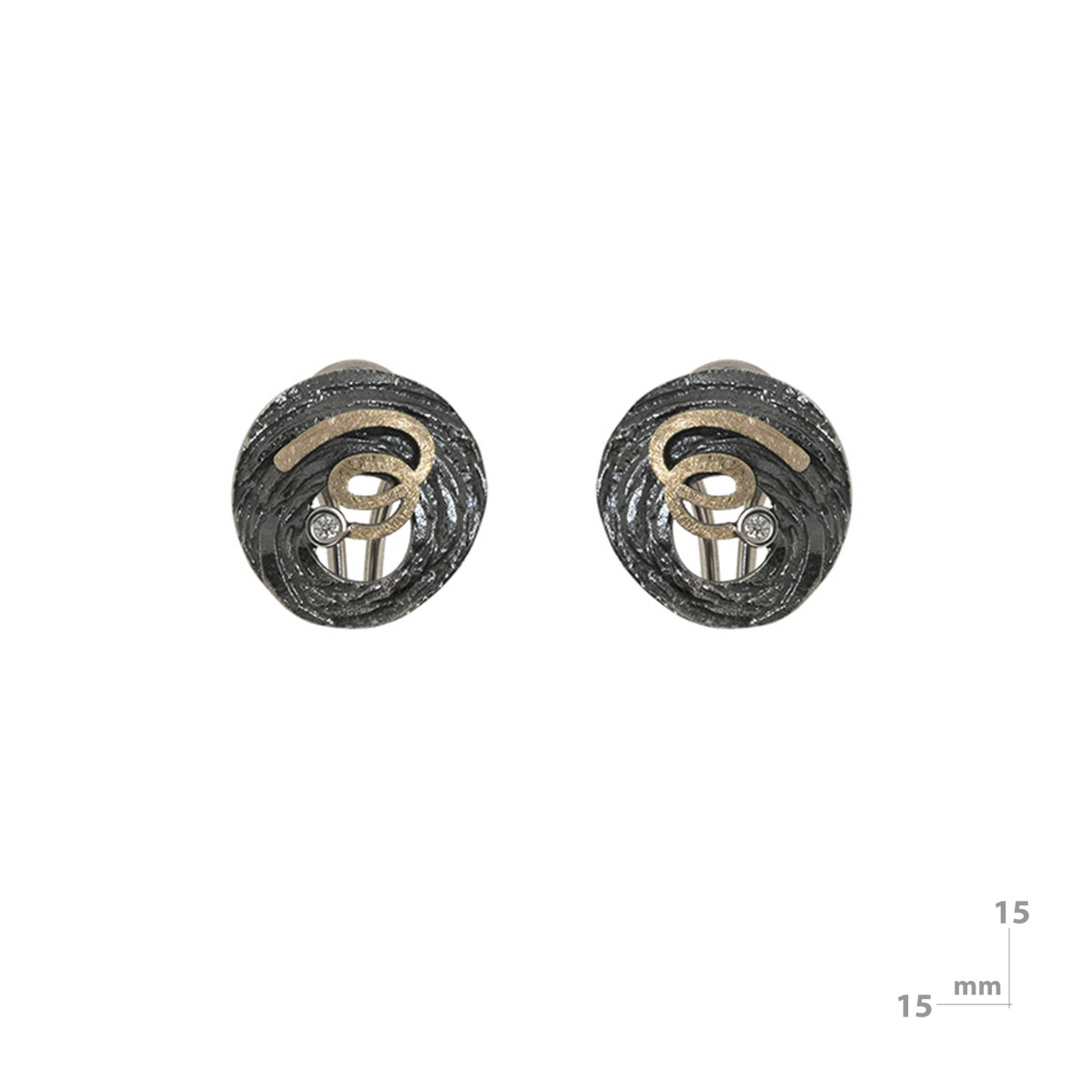 Silver, gold and brilliant earrings
