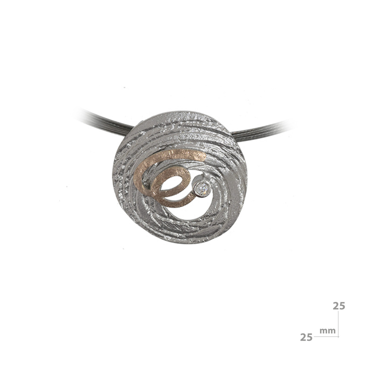 Colgante de plata, oro y brillante