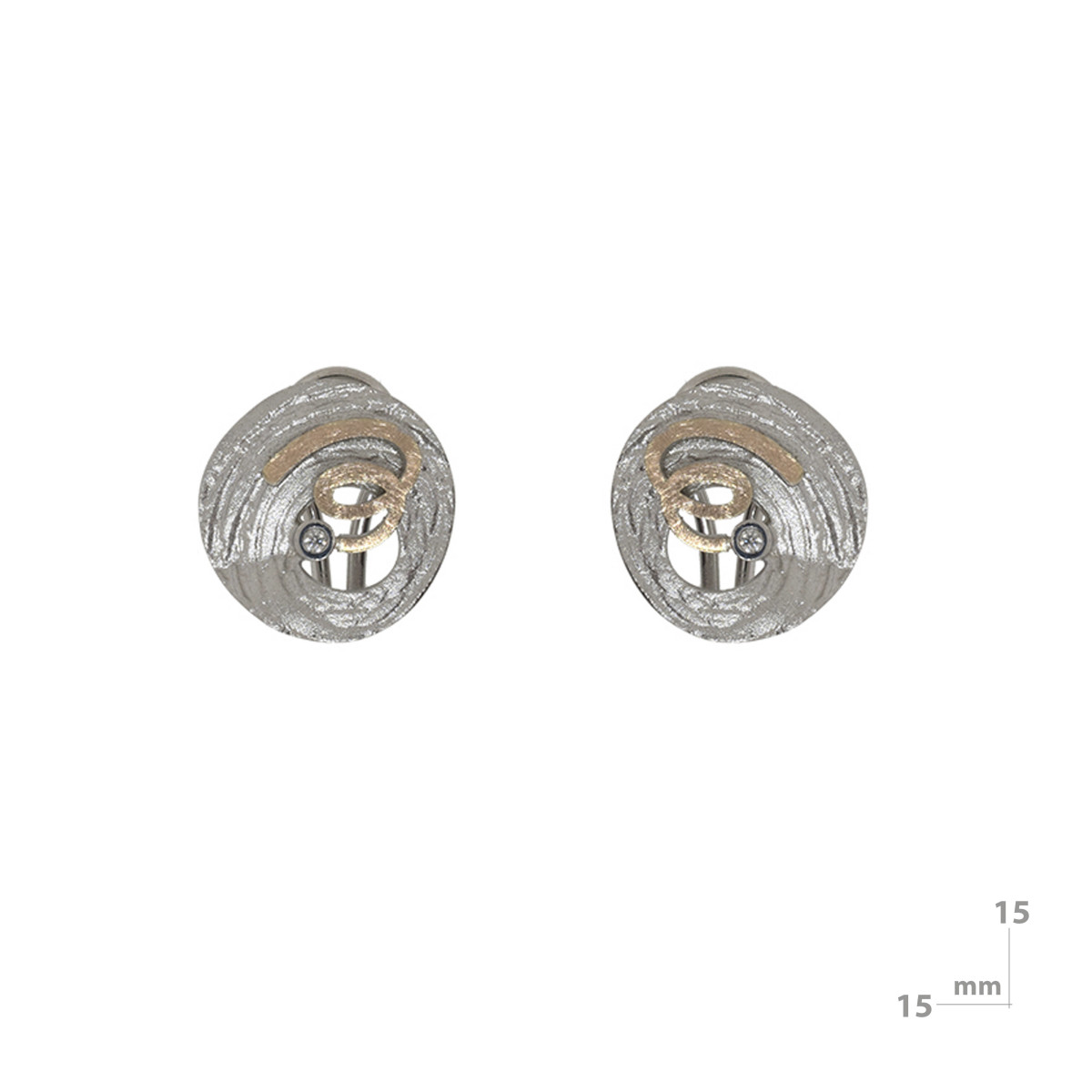 Pendientes de plata, oro y brillante