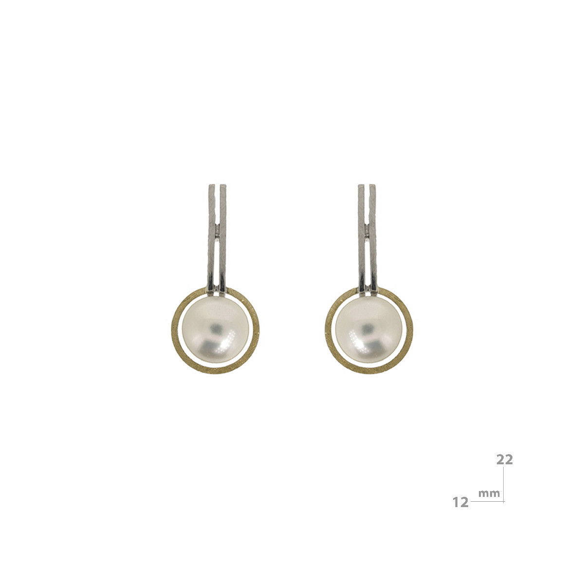 Pendientes de plata, oro y perla cultivada