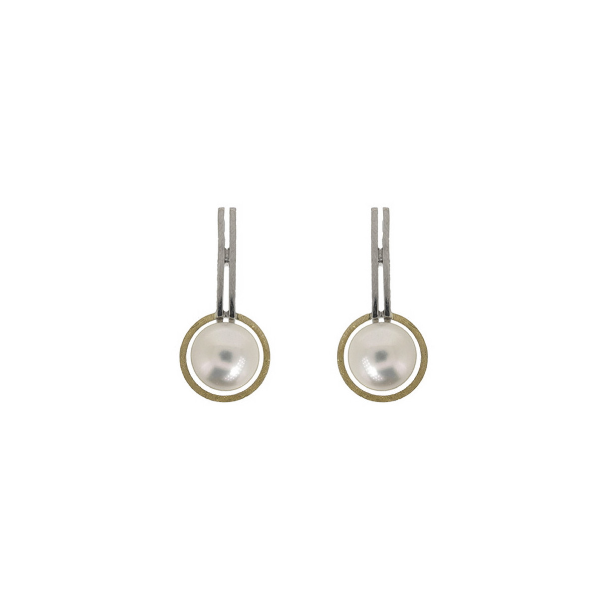 Pendientes de plata, oro y perla cultivada