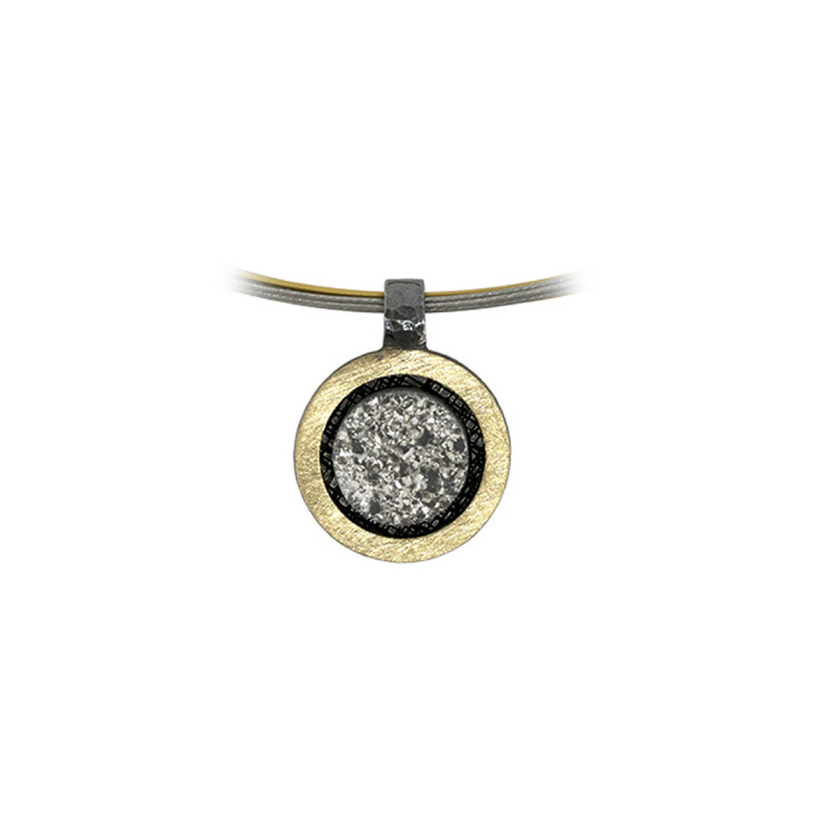 Silver, gold and druzy pendant