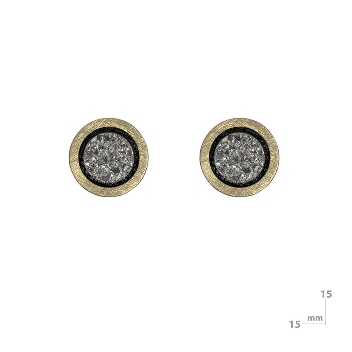 Pendientes de plata, oro y drusa