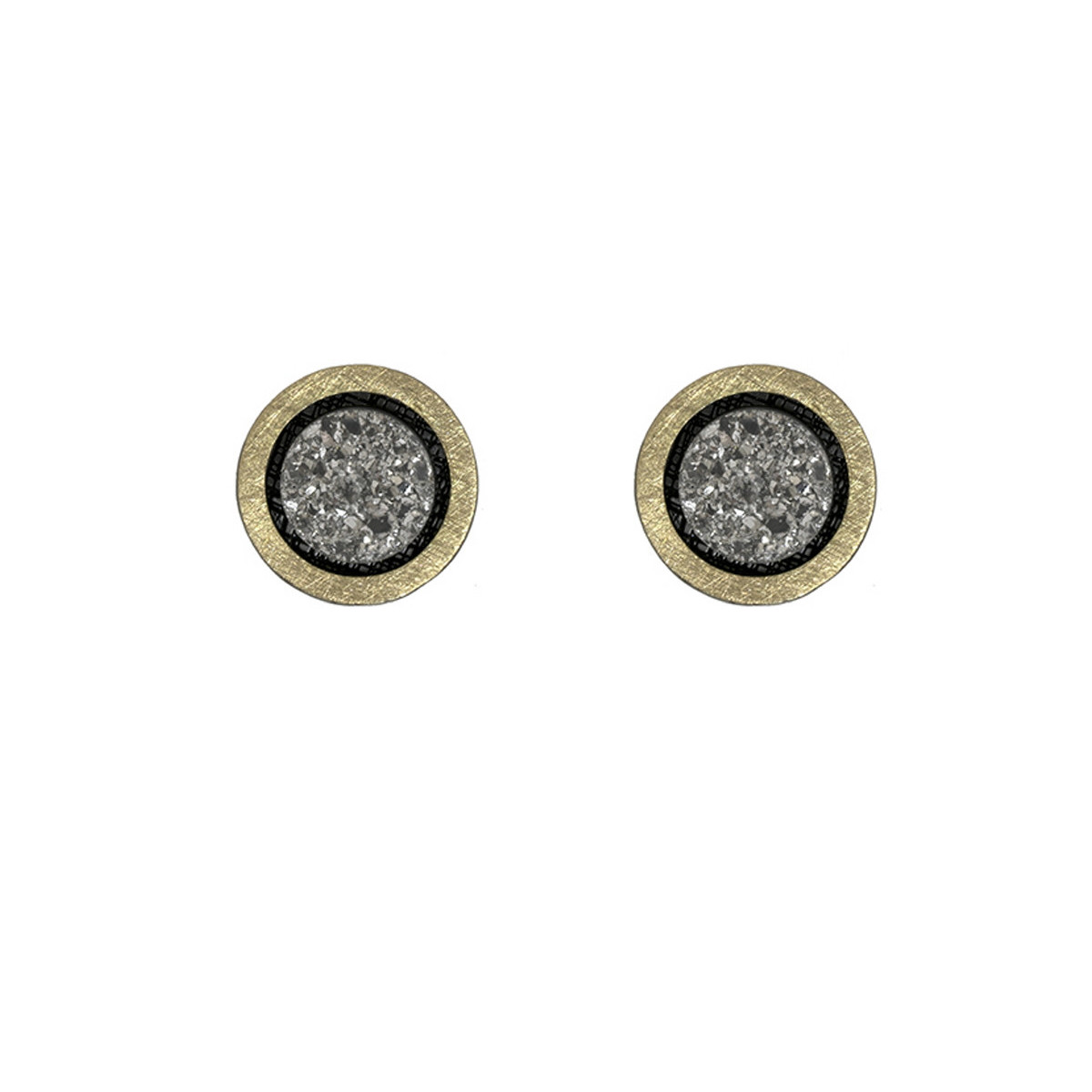 Pendientes de plata, oro y drusa