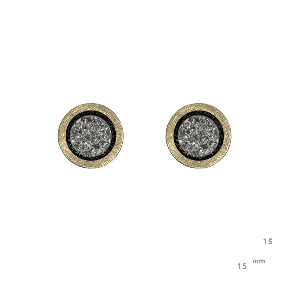 Pendientes de plata, oro y drusa