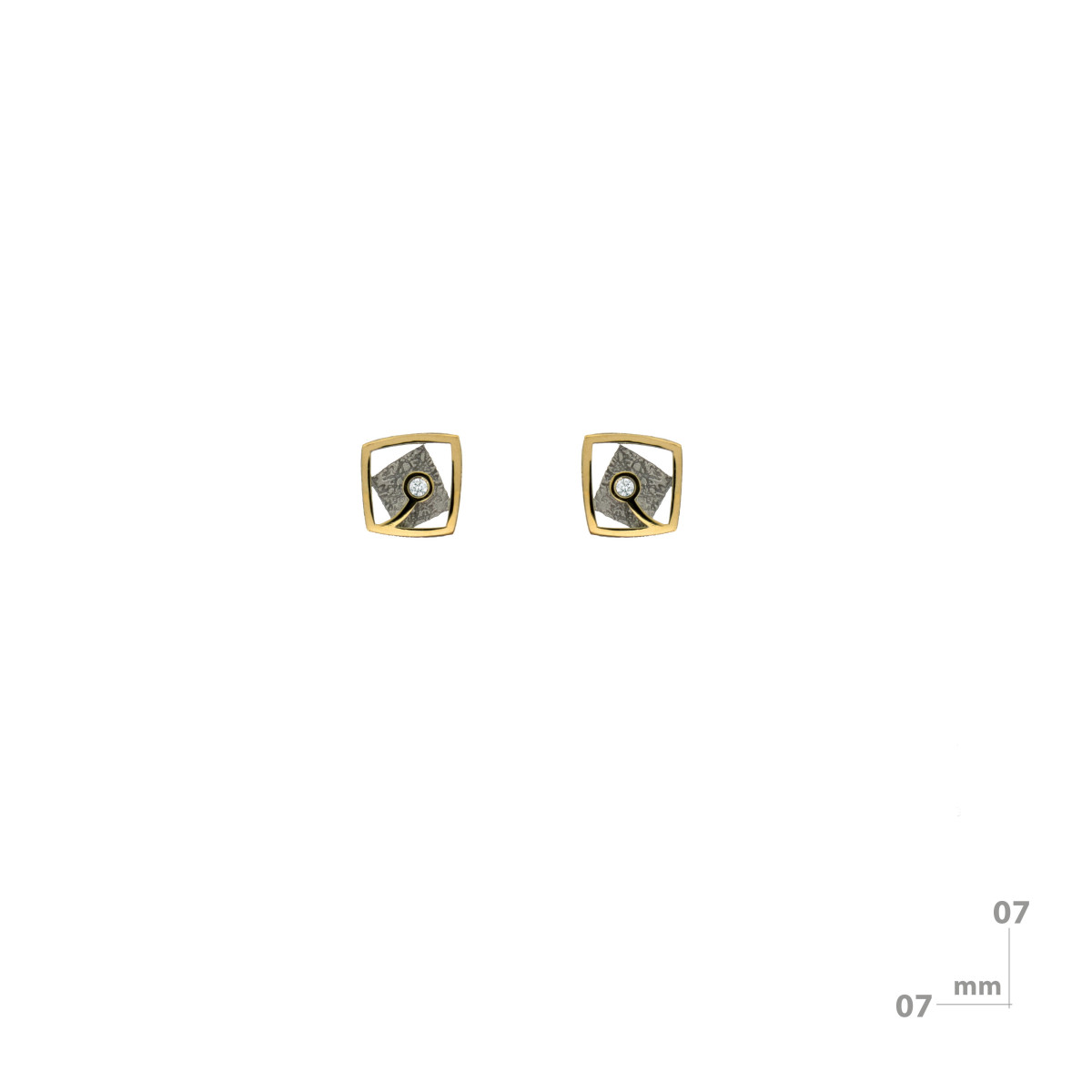 Pendientes de plata, oro y brillante
