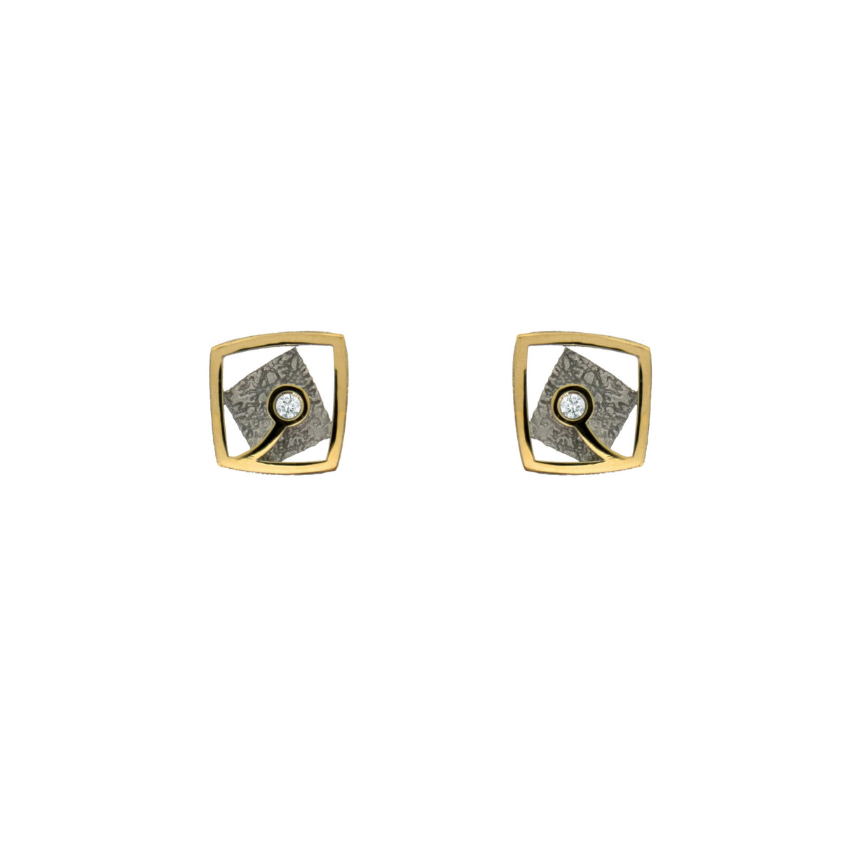 Pendientes de plata, oro y brillante