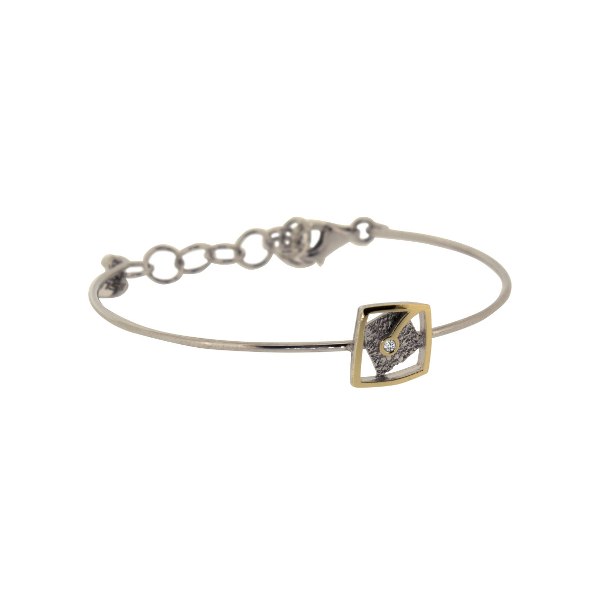 Pulsera de plata, oro y brillante