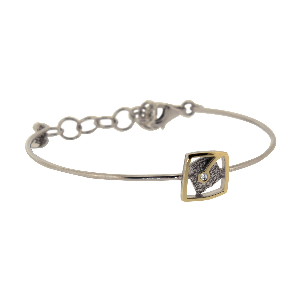 Pulsera de plata, oro y brillante