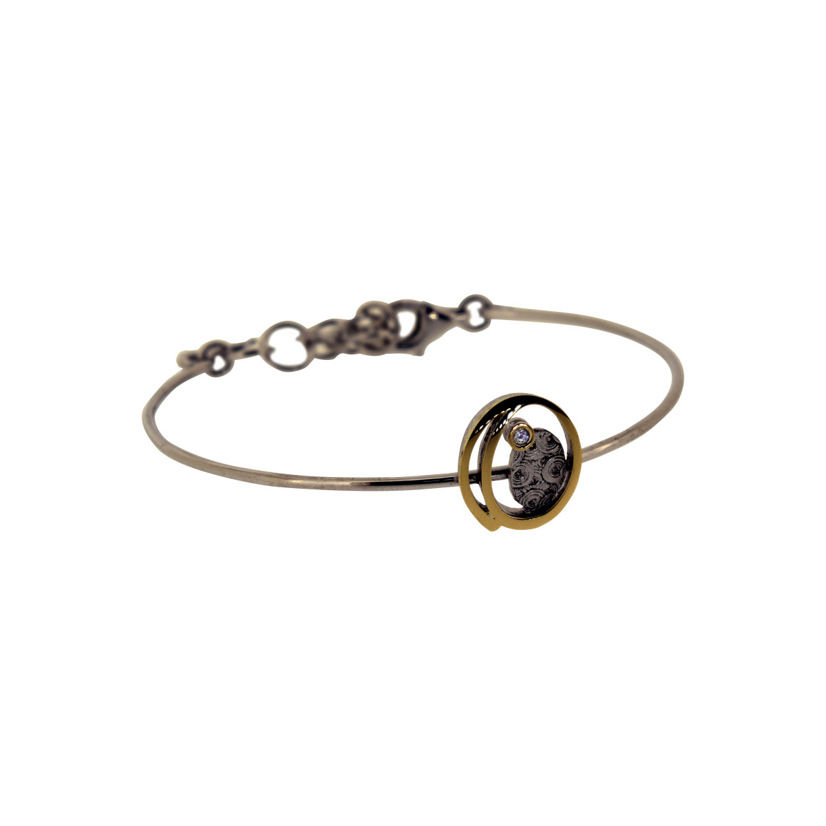 Pulsera de plata, oro y brillante