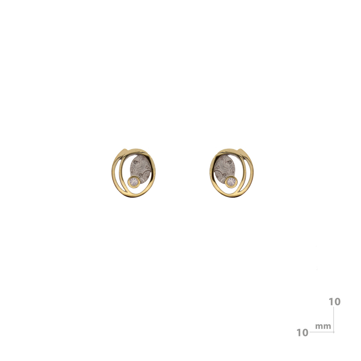 Pendientes de plata, oro y brillante