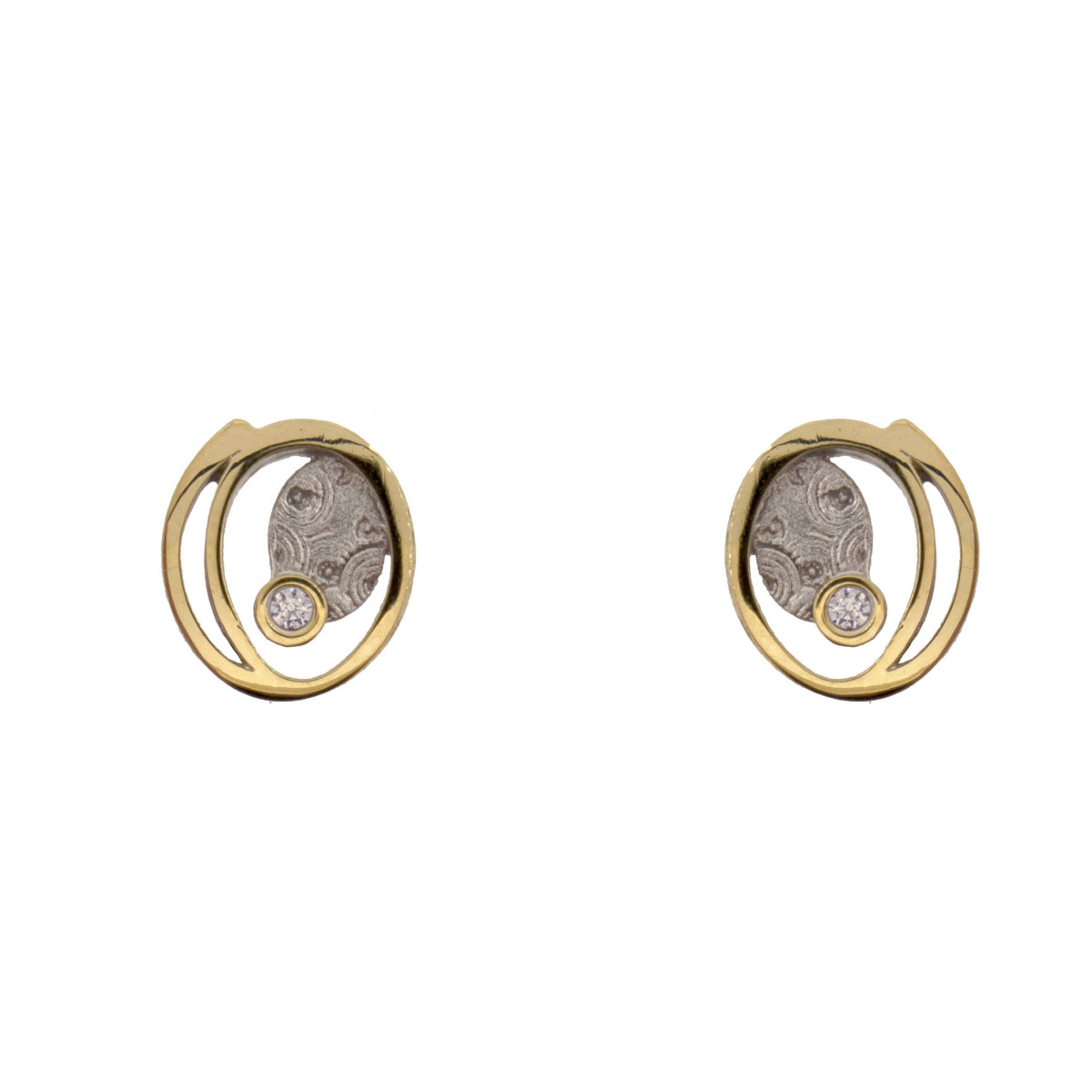 Pendientes de plata, oro y brillante
