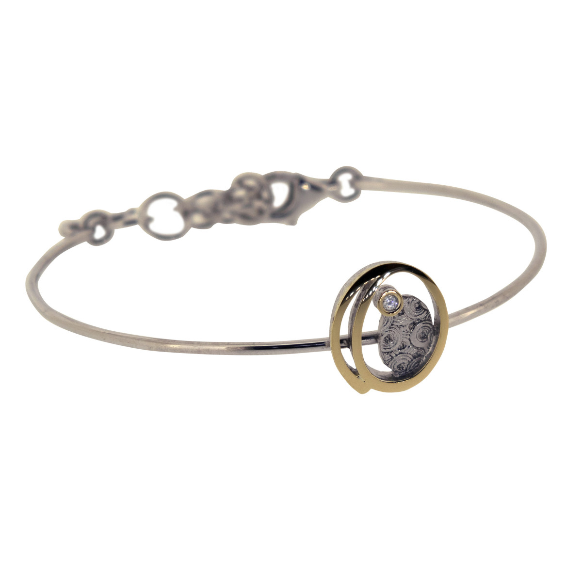 Pulsera plata, oro y brillante