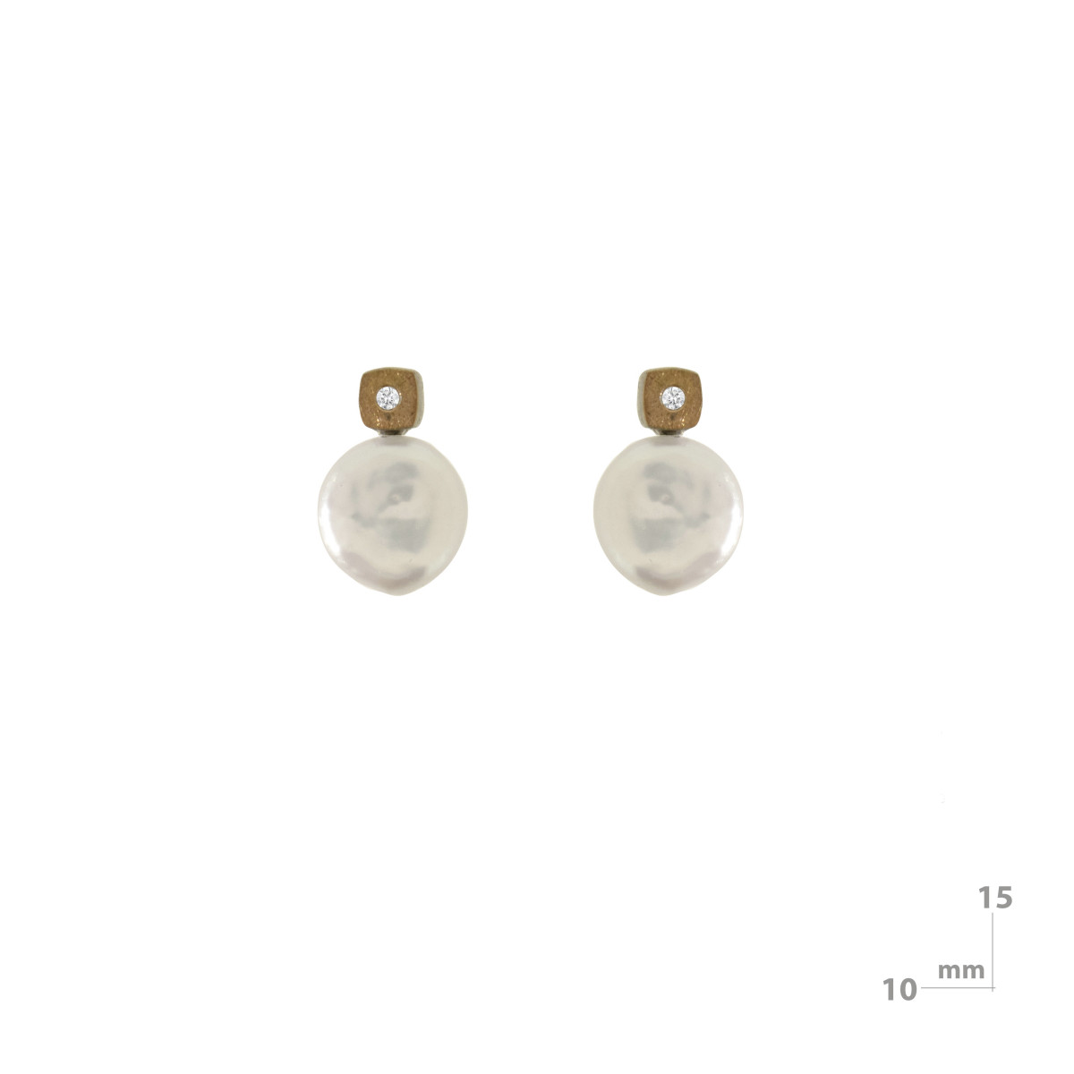 Pendientes de plata, oro, brillante y perla barroca