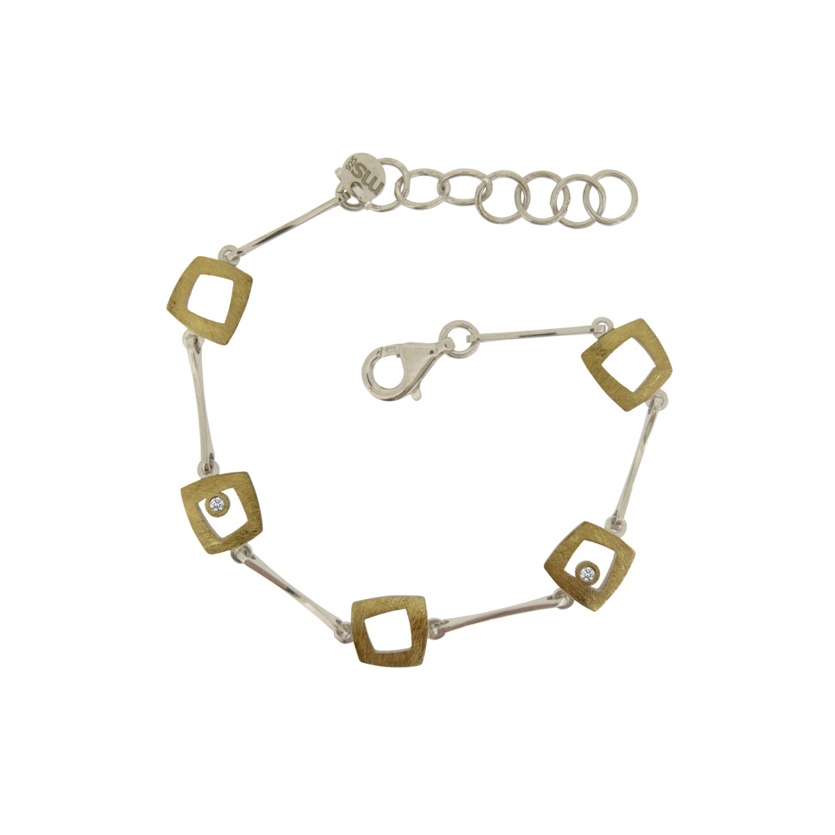 Pulsera de plata, oro y brillante