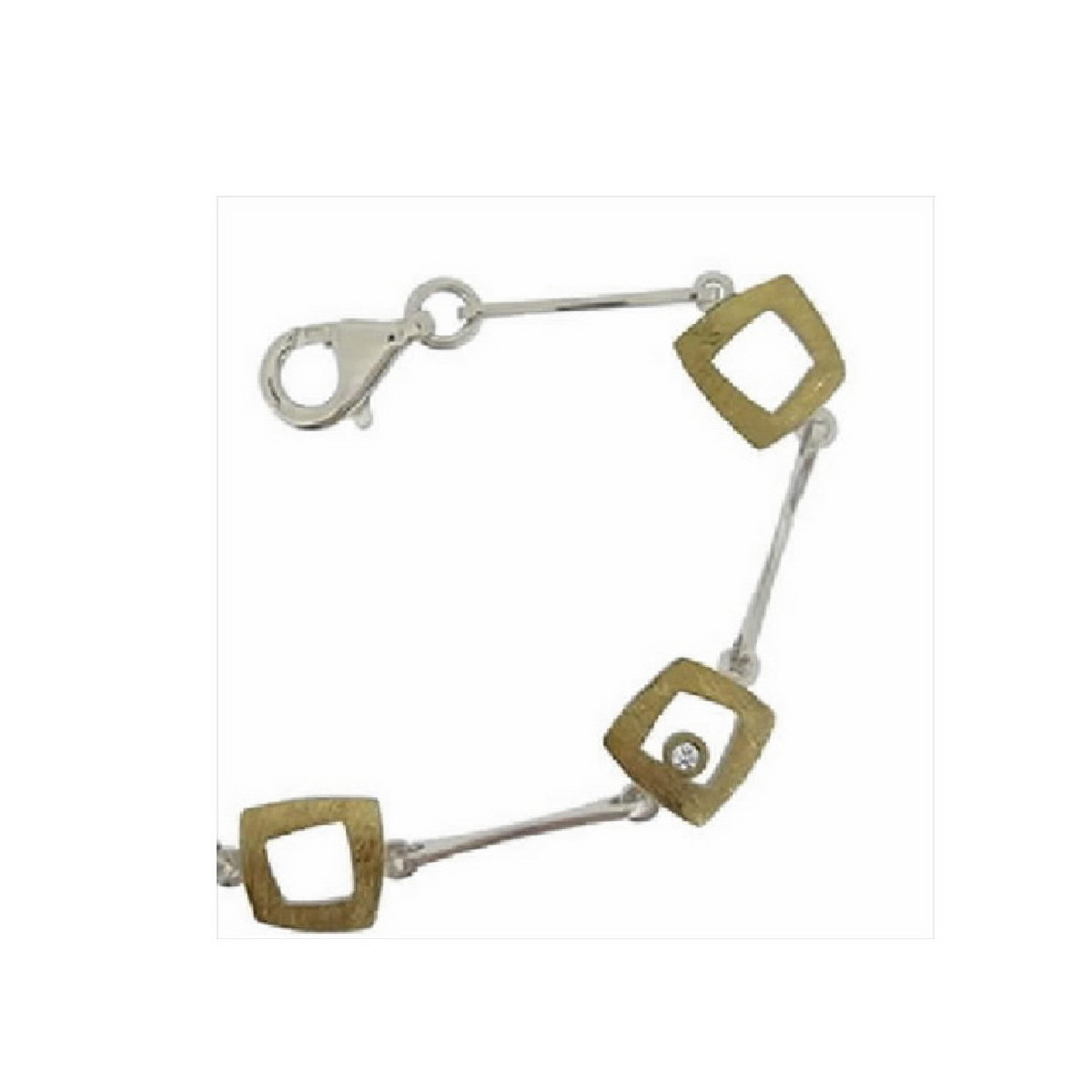 Pulsera de plata, oro y brillante