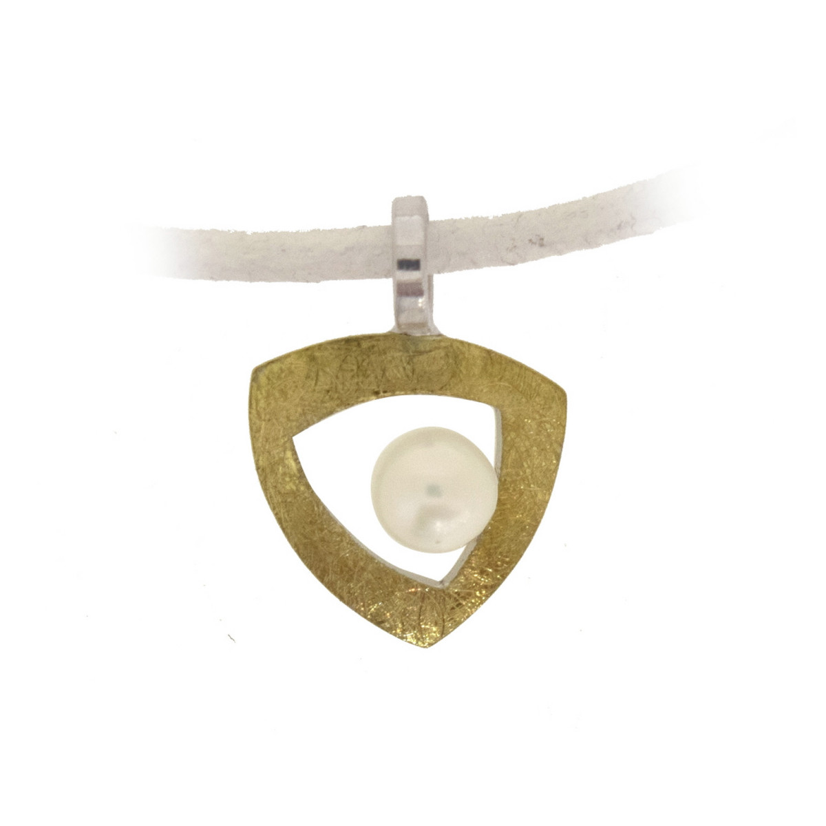 Silver, gold and cultured pearl pendant