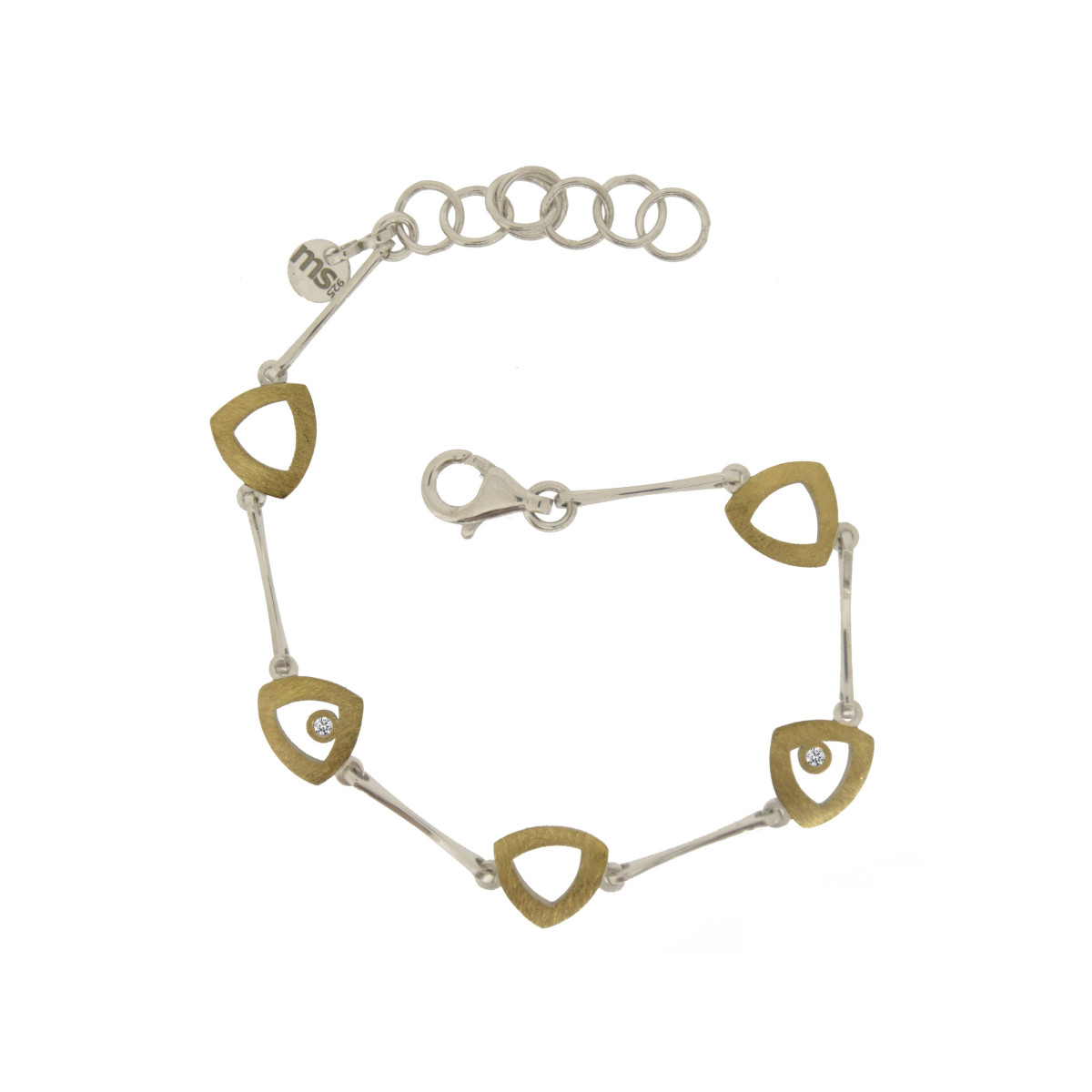 Pulsera de plata, oro y brillante