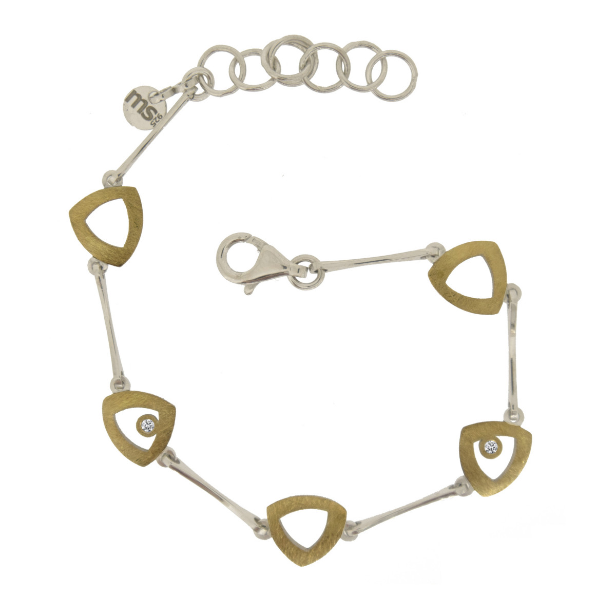 Pulsera de plata, oro y brillante