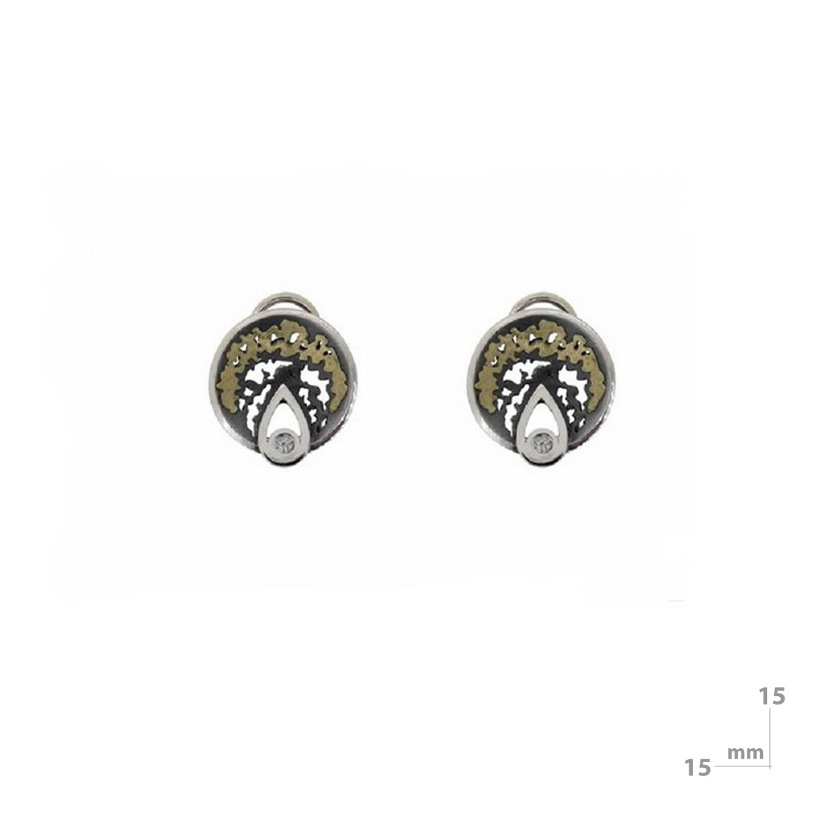 Pendientes de plata, oro y brillante