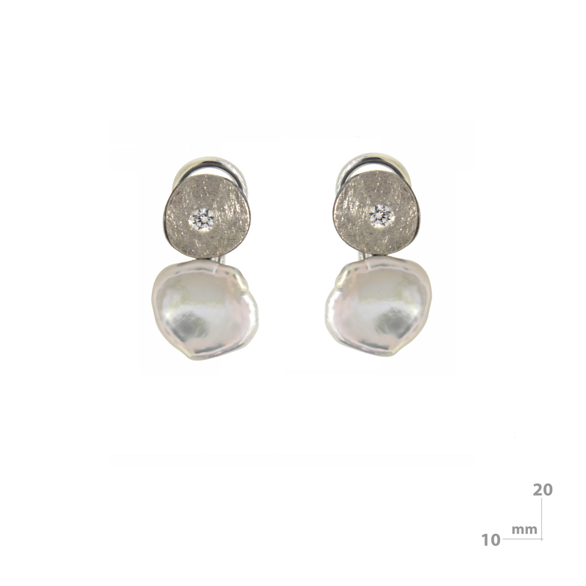 Pendientes de plata, oro, perla barroca y brillante