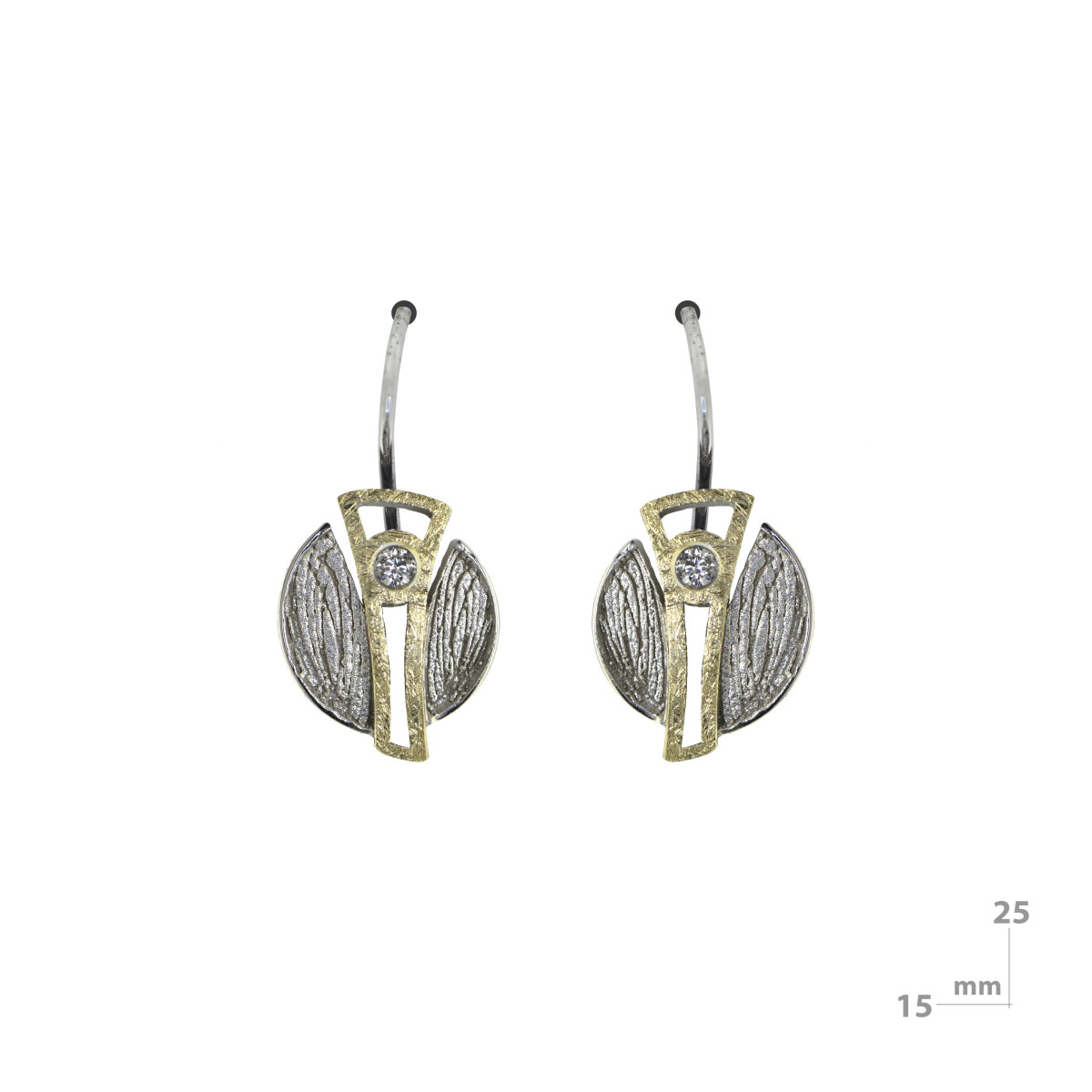 Pendientes de plata, oro y brillantes