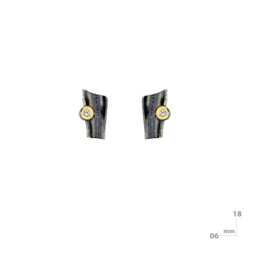 Pendientes de plata, oro y brillante