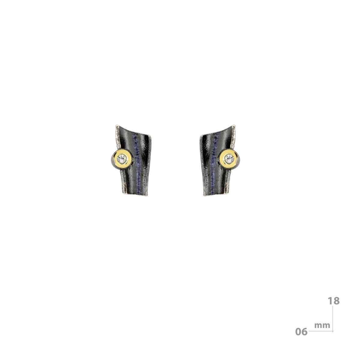 Pendientes de plata, oro y brillante
