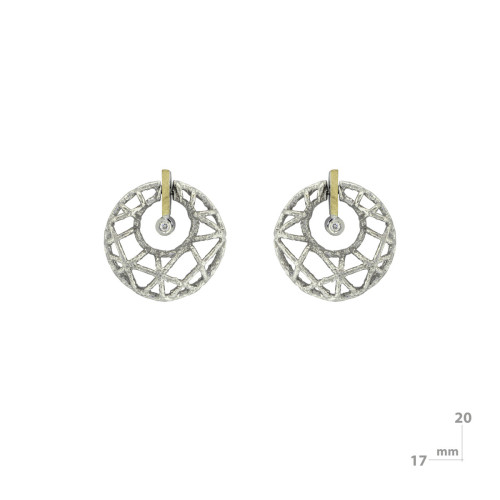 Pendientes de plata, oro y brillante
