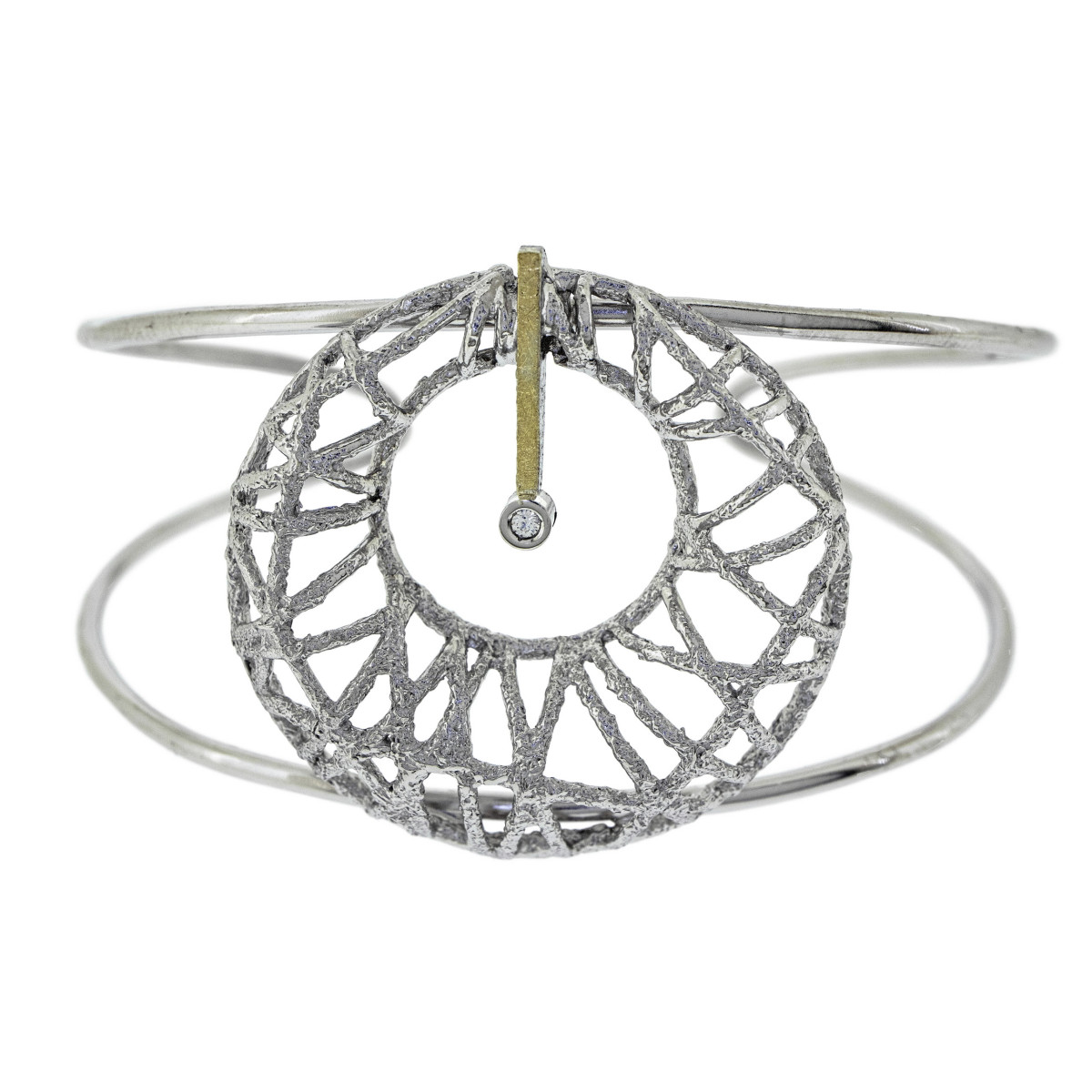 Pulsera de plata, oro y brillante