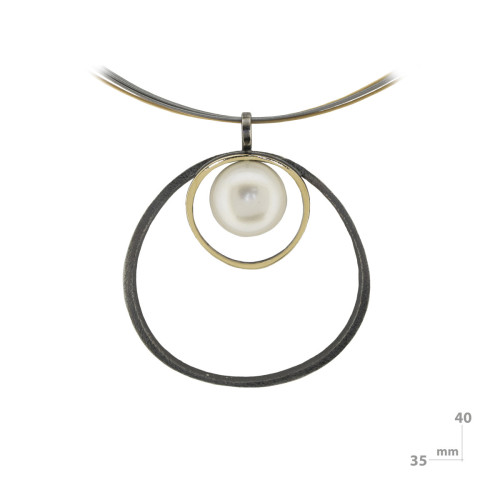 Colgante de plata, oro y perla