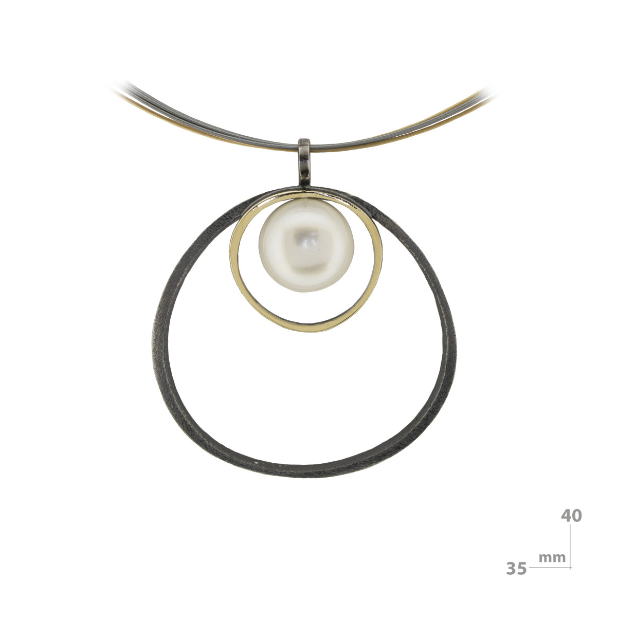 Colgante de plata, oro y perla