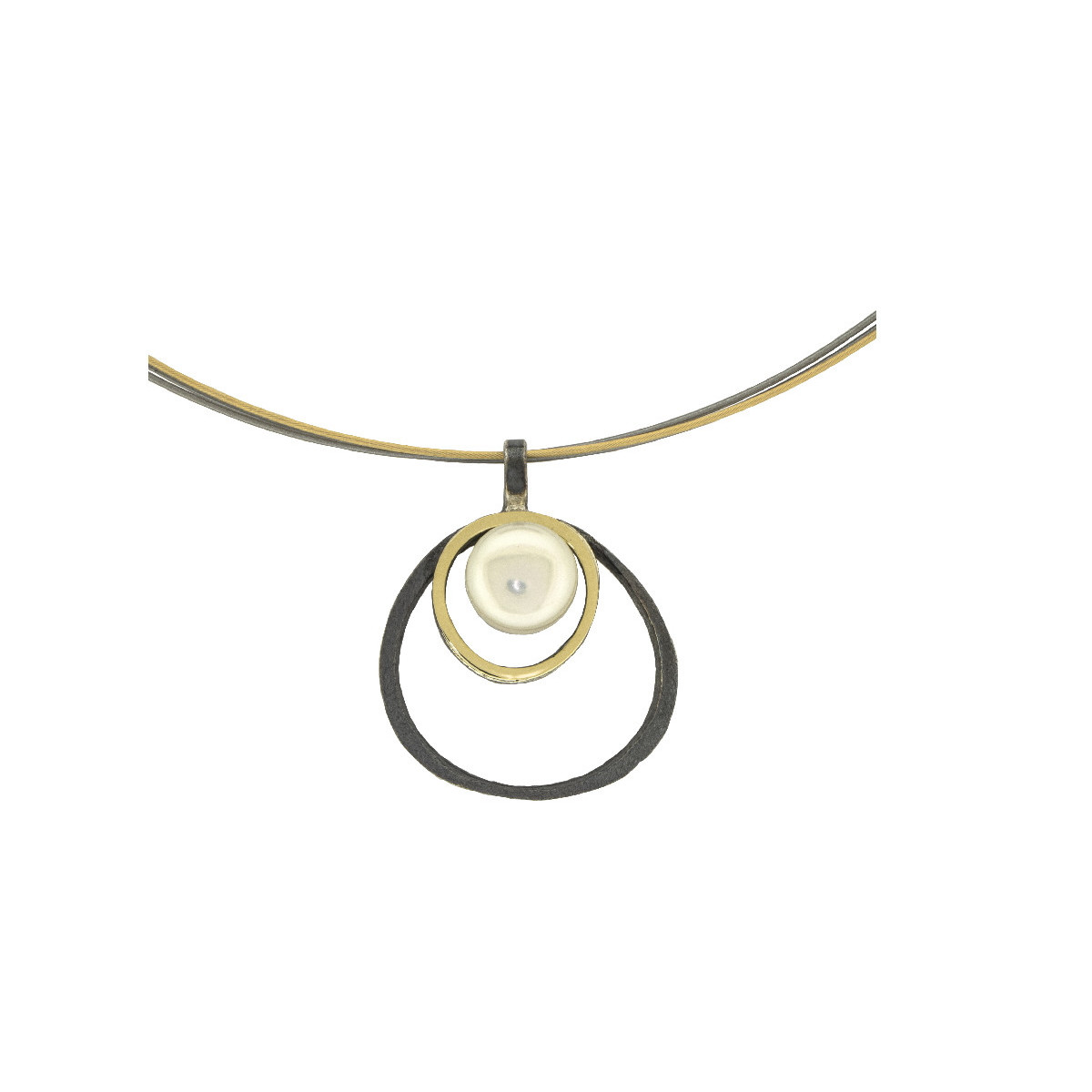 Colgante de plata, oro y perla