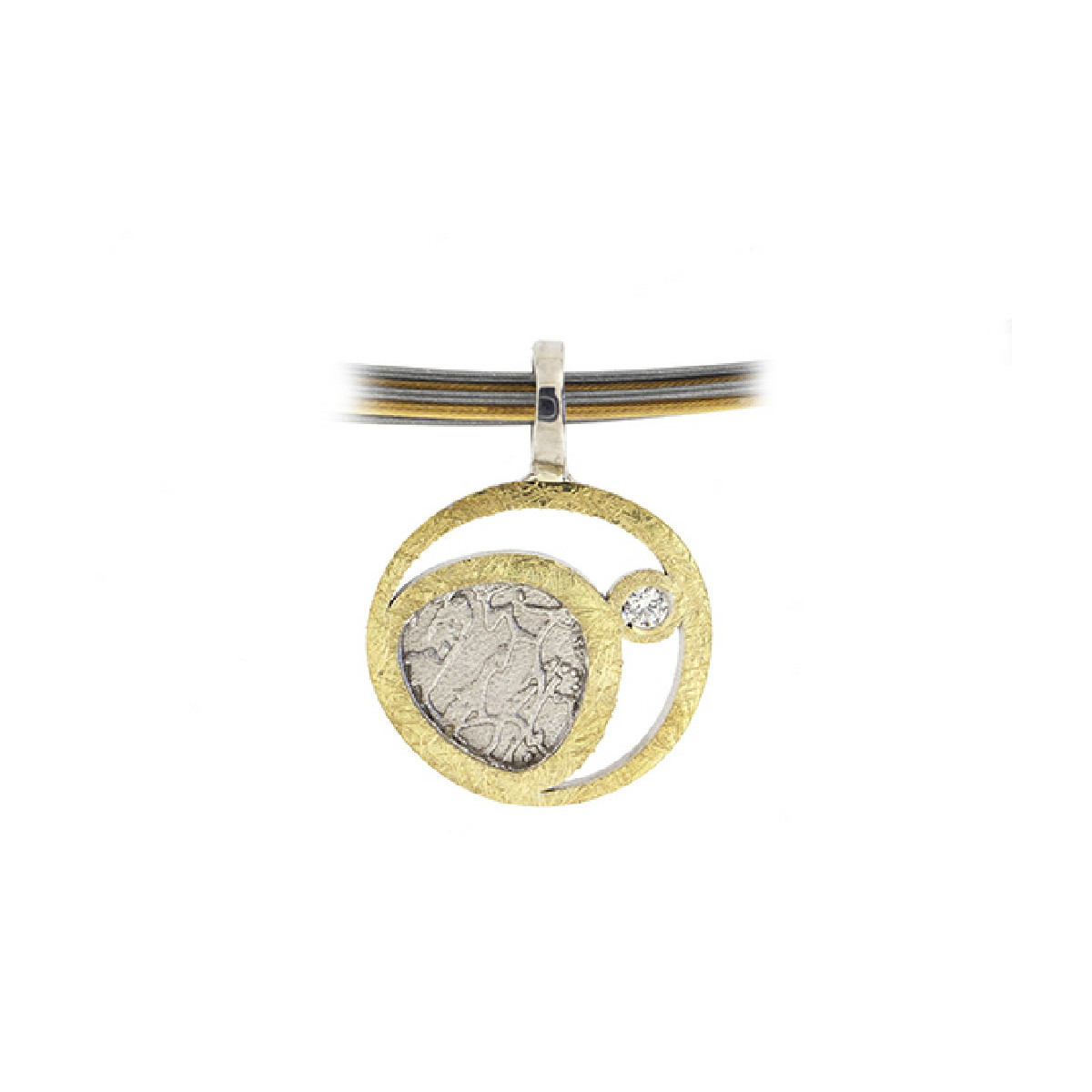 Silver, gold and brilliant pendant