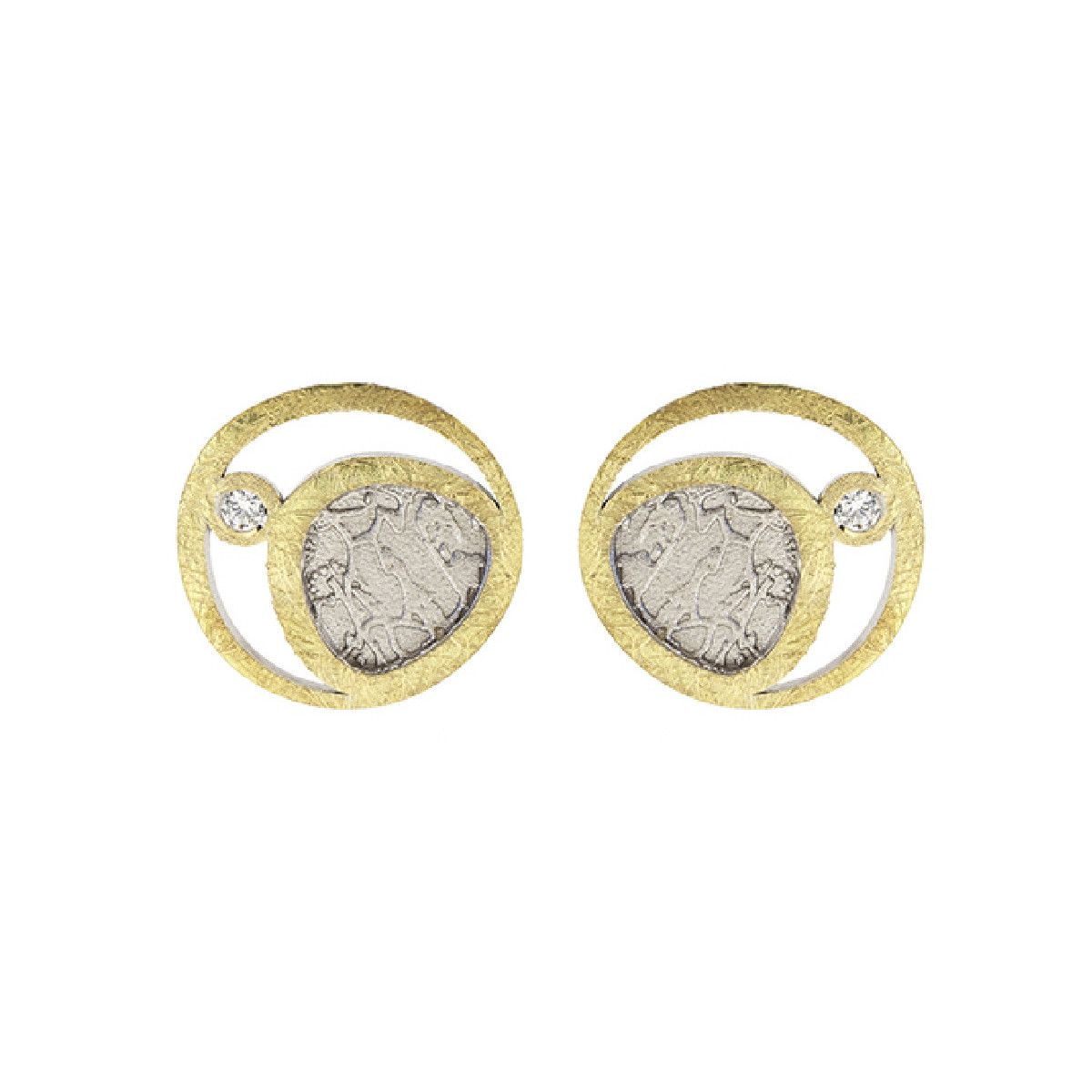 Silver, gold and brilliant earrings